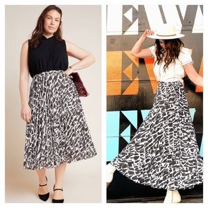 ANTHROPOLOGIE MAEVE HILDI PLEATED MIDI SKIRT